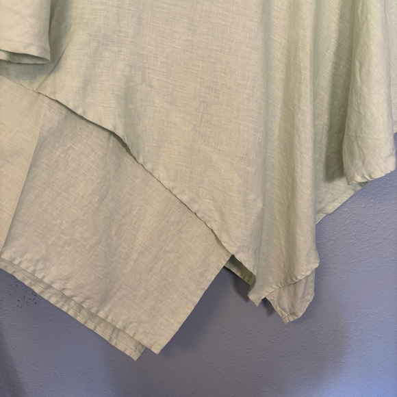 Adeptt Women's Rowan's Linen Assymetrical Blouse Tea Green XL Lagenlook Oversize - Picture 7 of 13